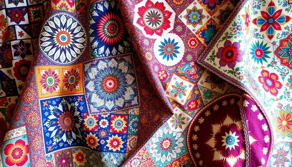 Patchworkmuster und Farbenfrohe Designs
